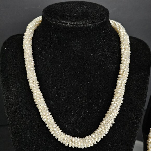 Authentic Freshwater Pearl Necklace And Bracelet Set Diamond ? Clasps VTG Read - Picture 5 of 13